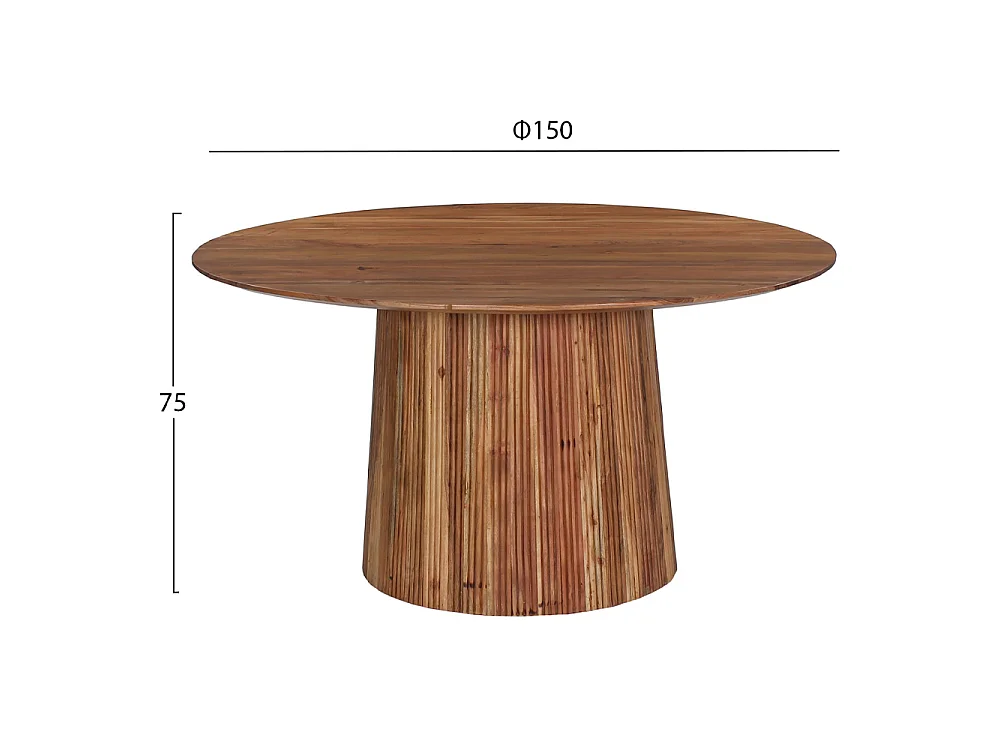 Table à manger ronde GROOT en bois massif d'acacia Ø 150×76cm