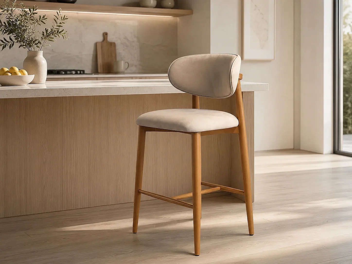 Chaise haute de bar COPENHAGUE Bois Clair