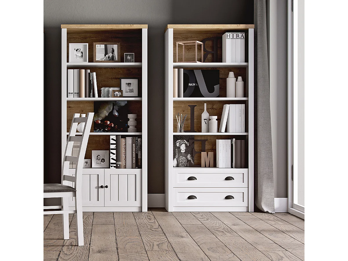 Boekenkast Léandre Wit en Hout 2 Lades