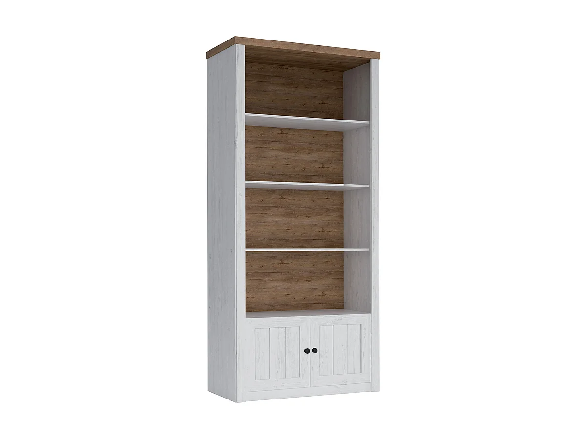 Léandre boekenkast 2 deuren Wit en Hout