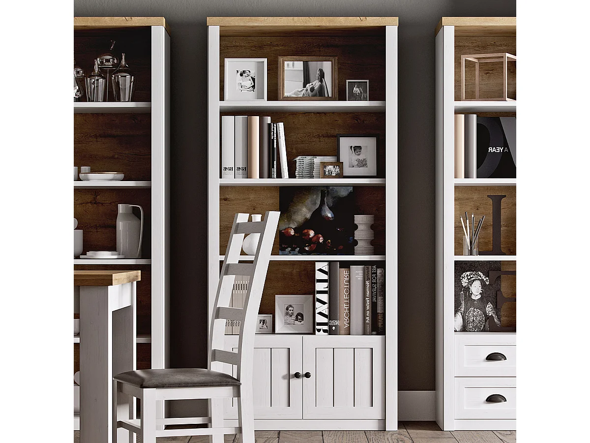 Léandre boekenkast 2 deuren Wit en Hout
