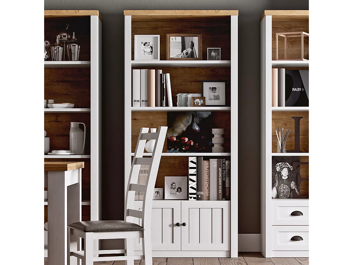 Léandre White and Wood 2-door bookcase