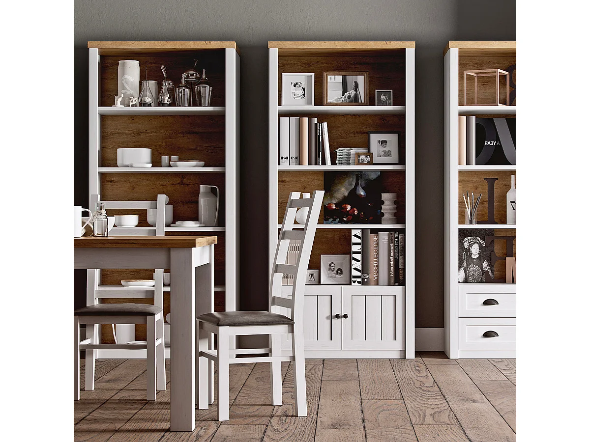 Léandre White and Wood 2-door bookcase