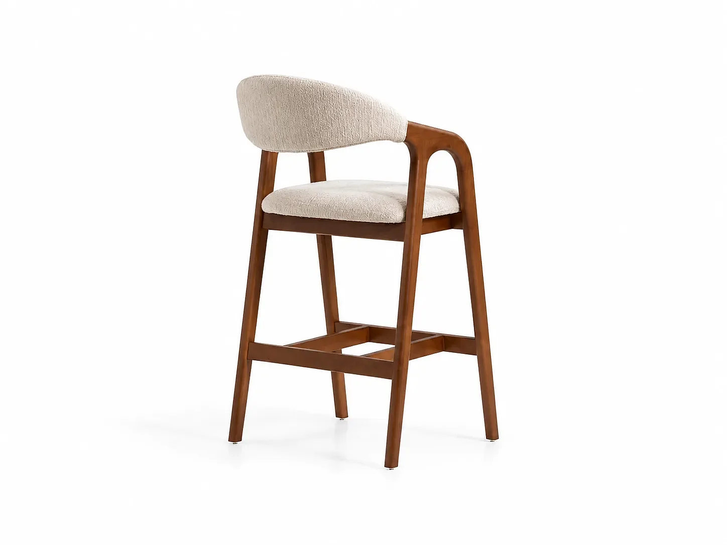 Sgabello alto SOHO legno e tessuto bianco