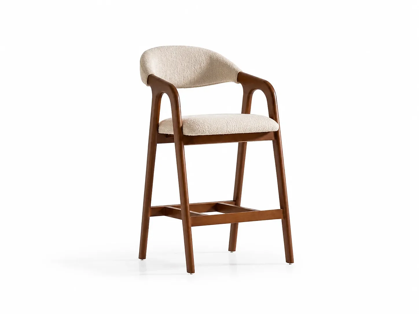 Sgabello alto SOHO legno e tessuto bianco