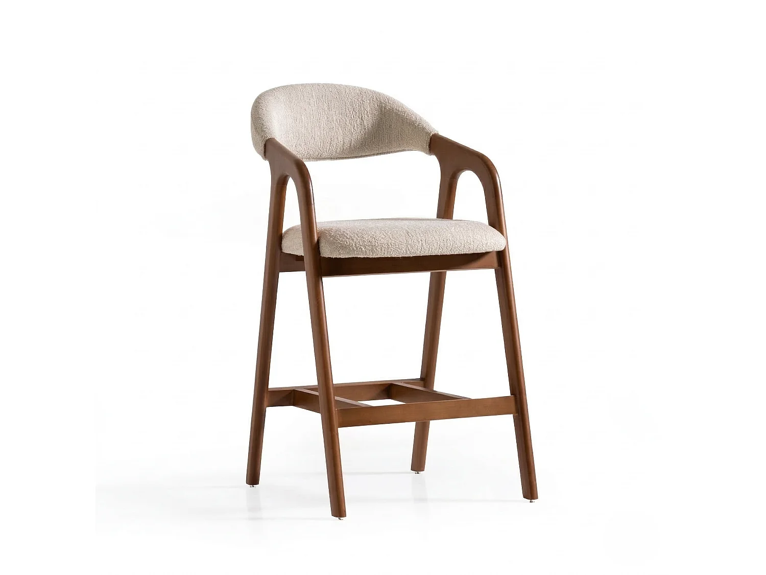 Sgabello alto SOHO legno e tessuto bianco