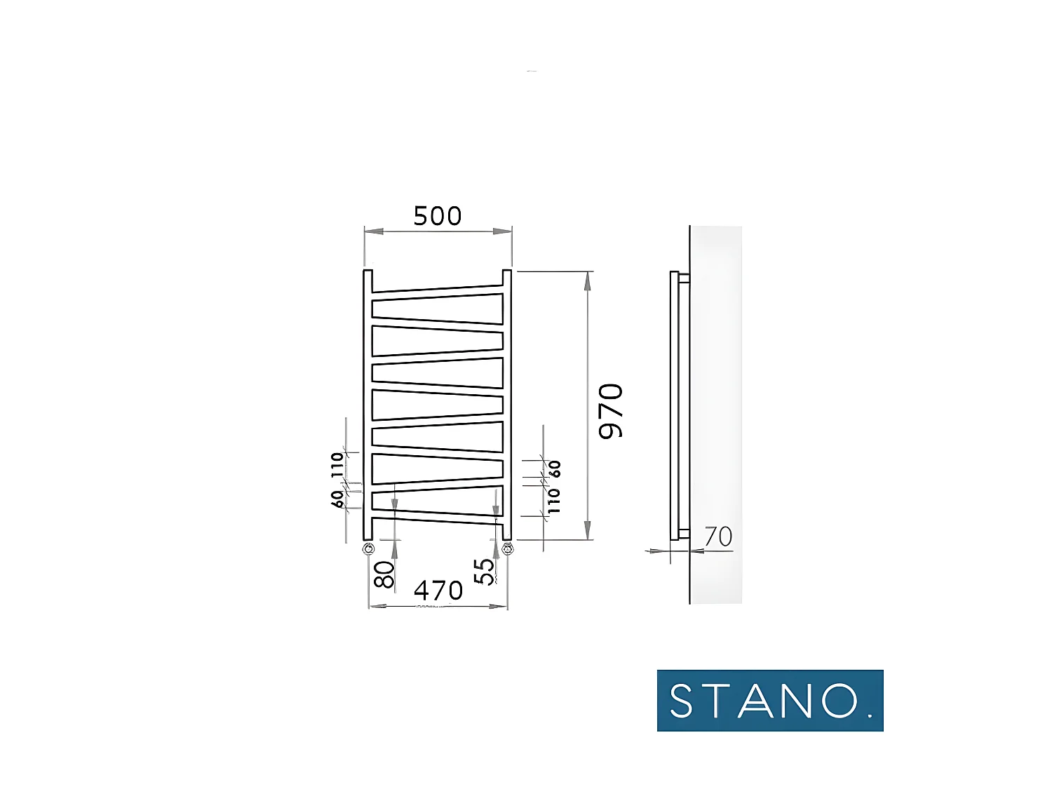 Radiateur sèche-serviettes eau chaude design CYRKA 97 x 50 cm noir mat