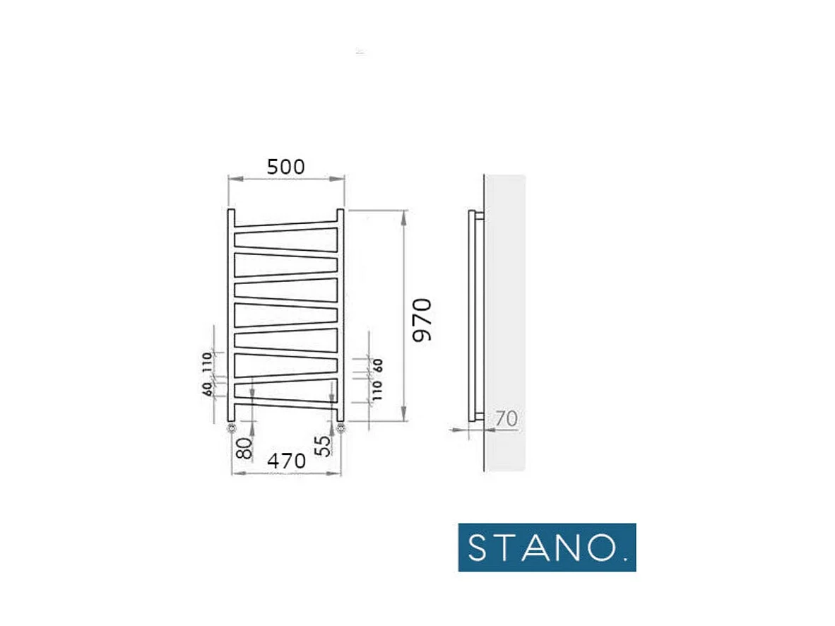 Radiateur sèche-serviettes eau chaude design CYRKA 97 x 50 cm noir mat