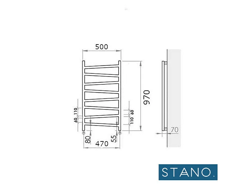 Radiateur sèche-serviettes eau chaude design CYRKA 97 x 50 cm noir mat