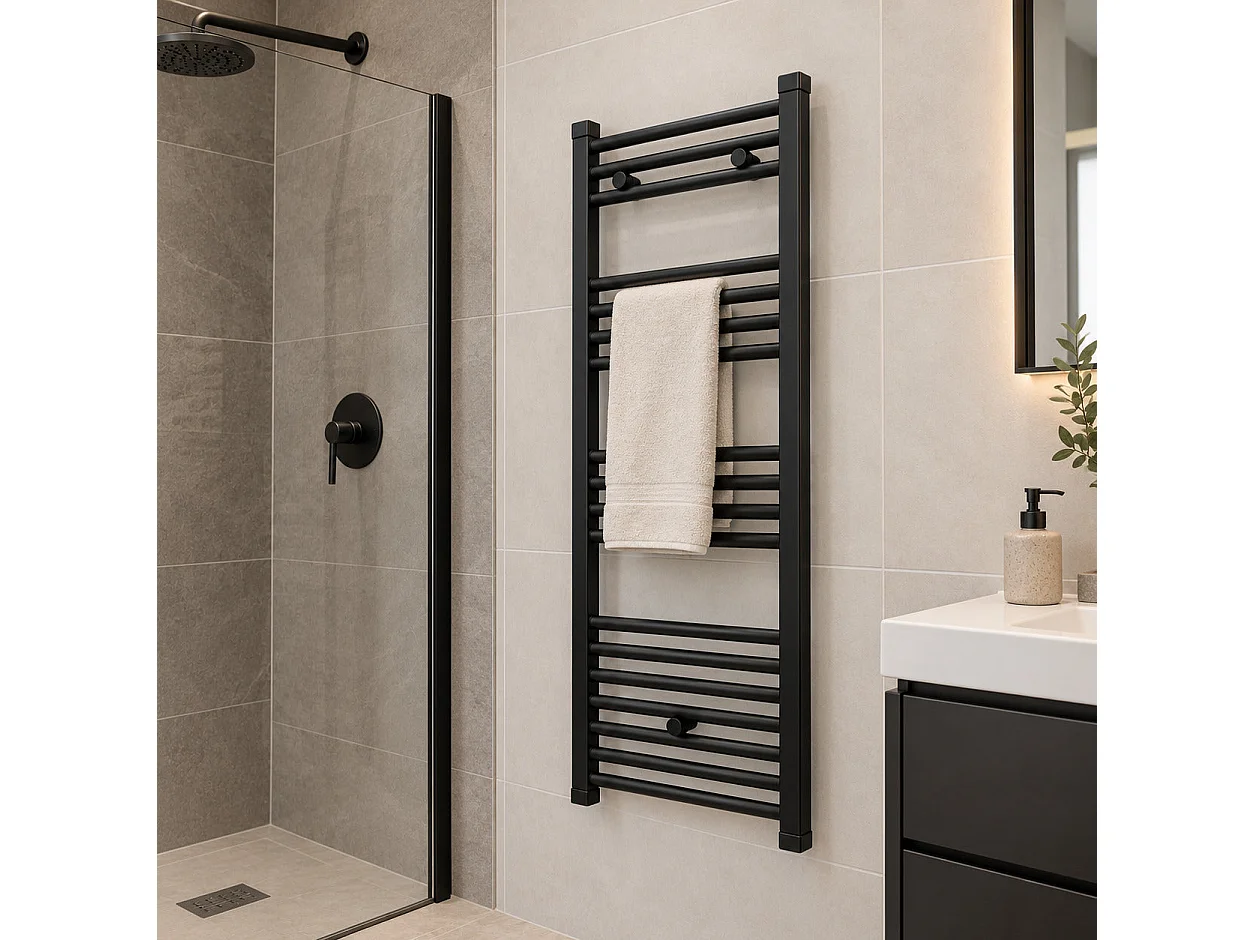 Radiateur sèche-serviettes eau chaude CODA 120 x 60 cm noir mat