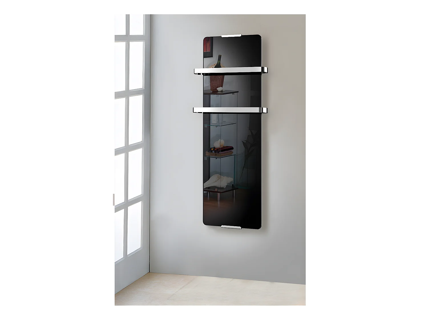 Radiateur sèche-serviettes électrique 1200 W noir