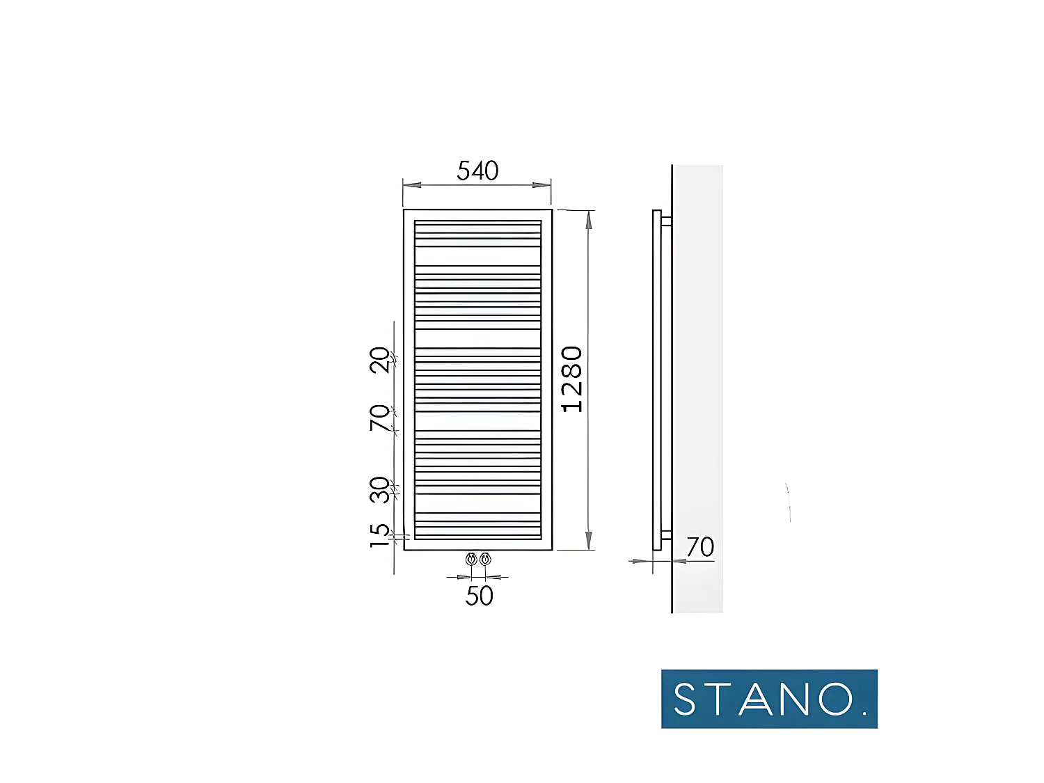 Radiateur sèche-serviettes eau chaude design KLEA 128 x 54 cm noir mat