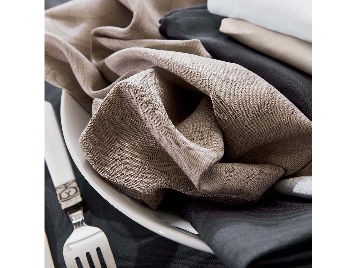 Lot de 2 sets de table 35x45 cm Jacquard coton SPIRALE anthracite