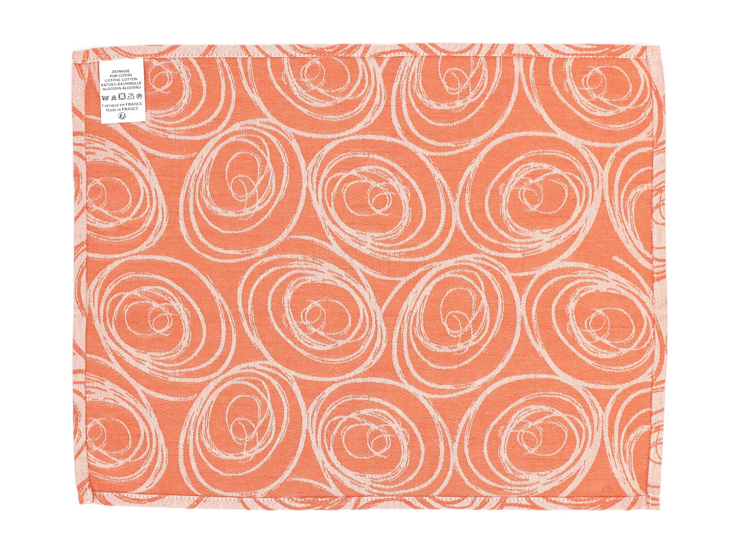 Lot de 2 sets de table 35x45 cm Jacquard coton SPIRALE orange papaye