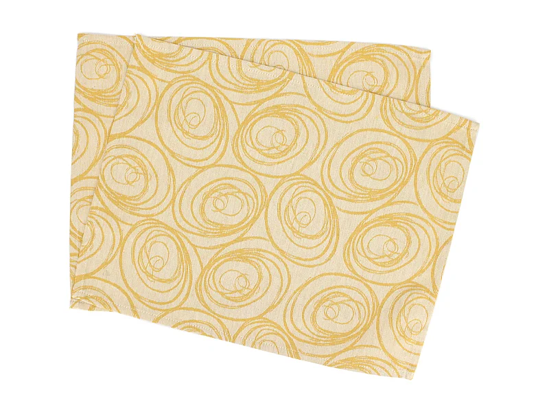 Lot de 2 sets de table 35x45 cm Jacquard coton SPIRALE jaune citron