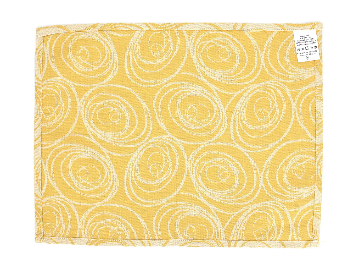 Lot de 2 sets de table 35x45 cm Jacquard coton SPIRALE jaune citron