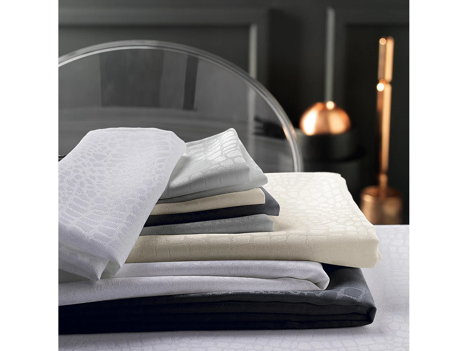 Lot de 2 sets de table 35x45 cm Jacquard 100% polyester LOUNGE noir