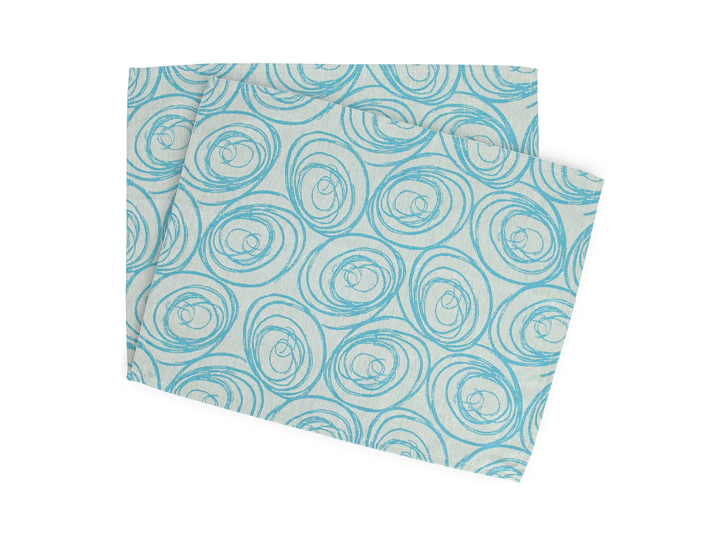 Lot de 2 sets de table 35x45 cm Jacquard coton SPIRALE bleu turquoise