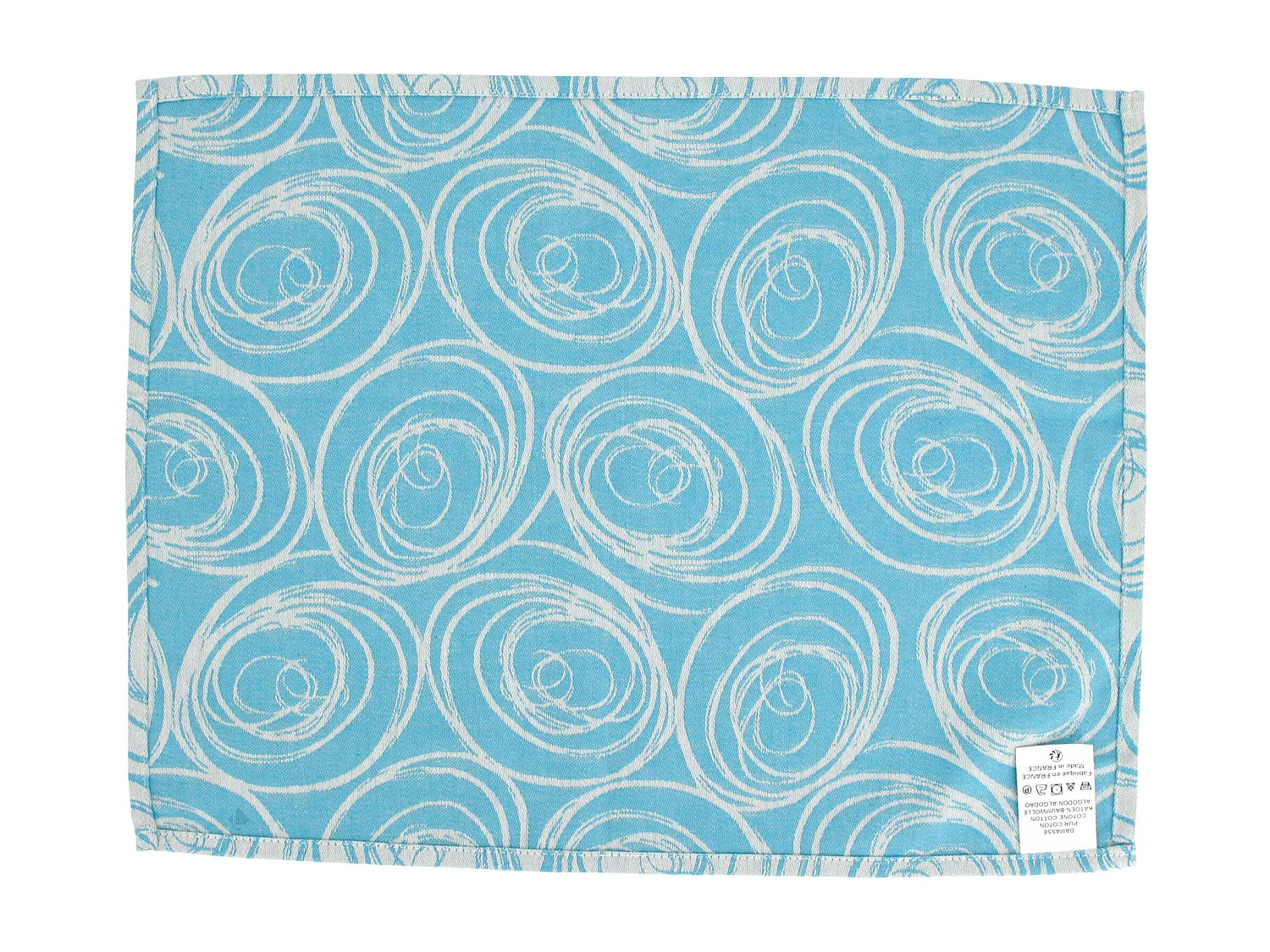 Lot de 2 sets de table 35x45 cm Jacquard coton SPIRALE bleu turquoise