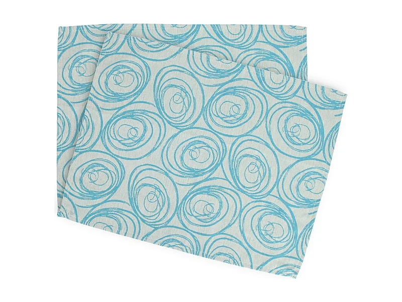 Lot de 2 sets de table 35x45 cm Jacquard coton SPIRALE bleu turquoise