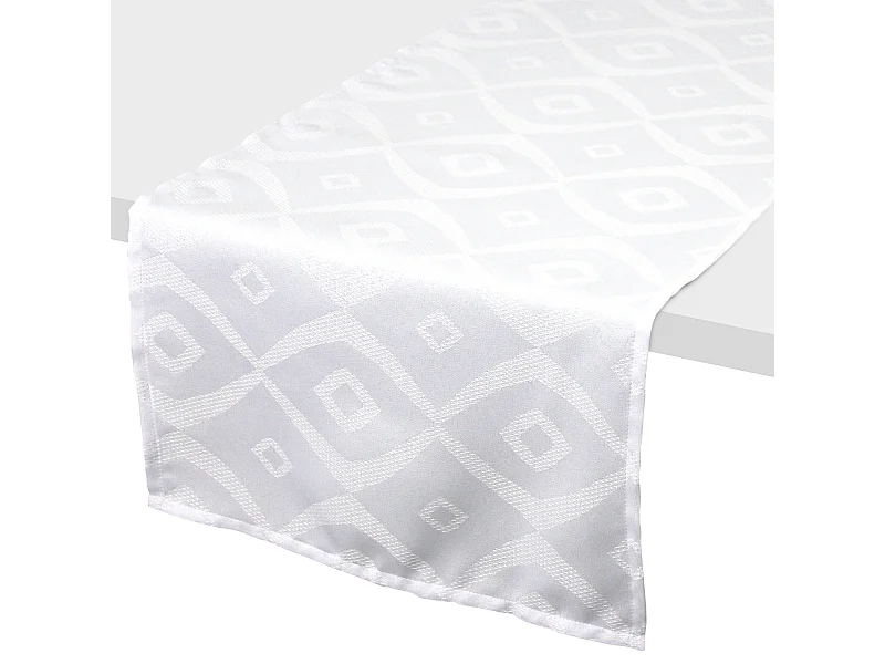 Chemin de table 45x150 cm Jacquard 100% polyester BRUNCH blanc