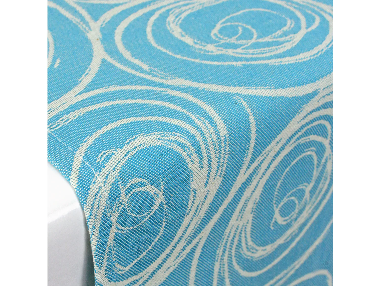 Chemin de table 45x150 cm Jacquard coton SPIRALE bleu turquoise