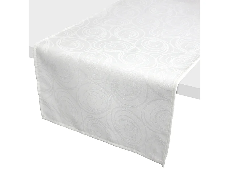 Chemin de table 45x150 cm Jacquard coton SPIRALE blanc