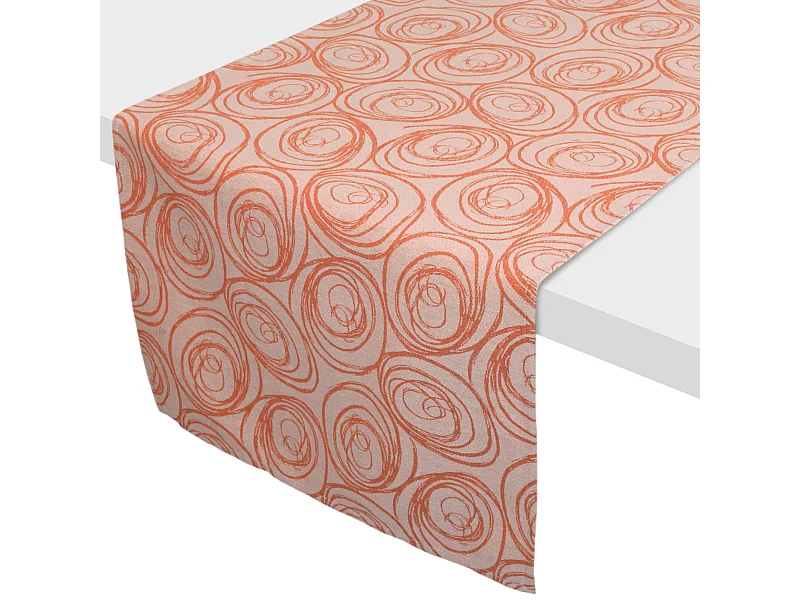 Chemin de table 45x150 cm Jacquard coton SPIRALE orange papaye