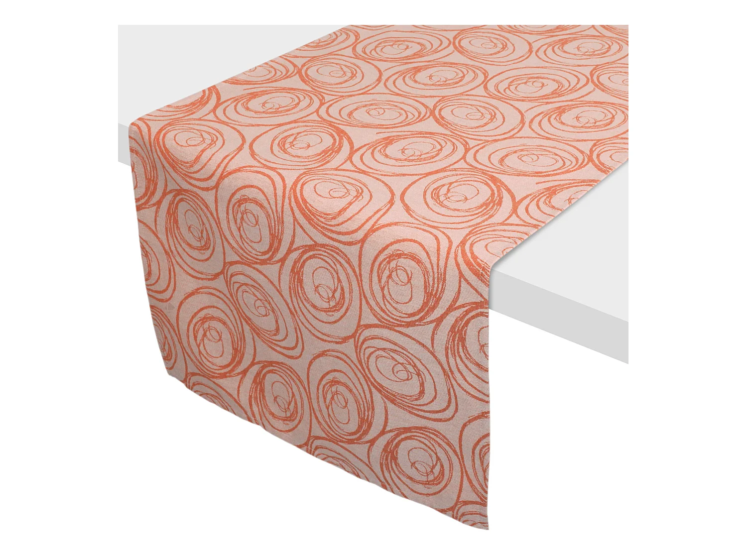 Chemin de table 45x150 cm Jacquard coton SPIRALE orange papaye