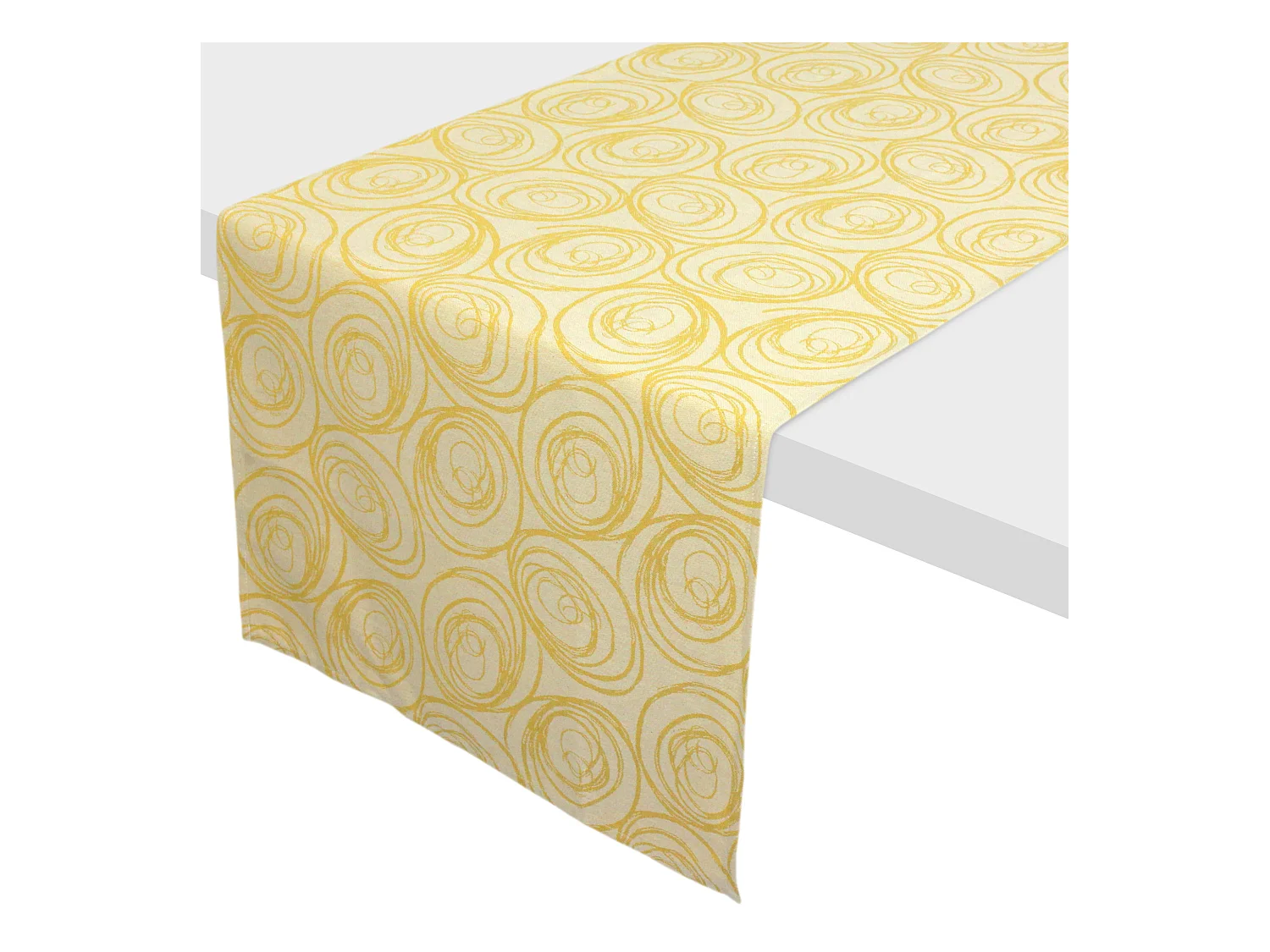 Chemin de table 45x150 cm Jacquard coton SPIRALE jaune citron