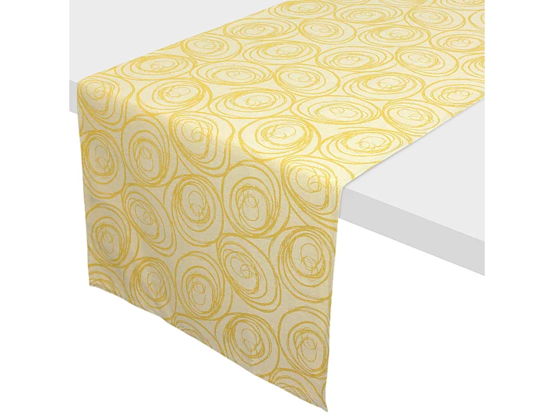 Chemin de table 45x150 cm Jacquard coton SPIRALE jaune citron