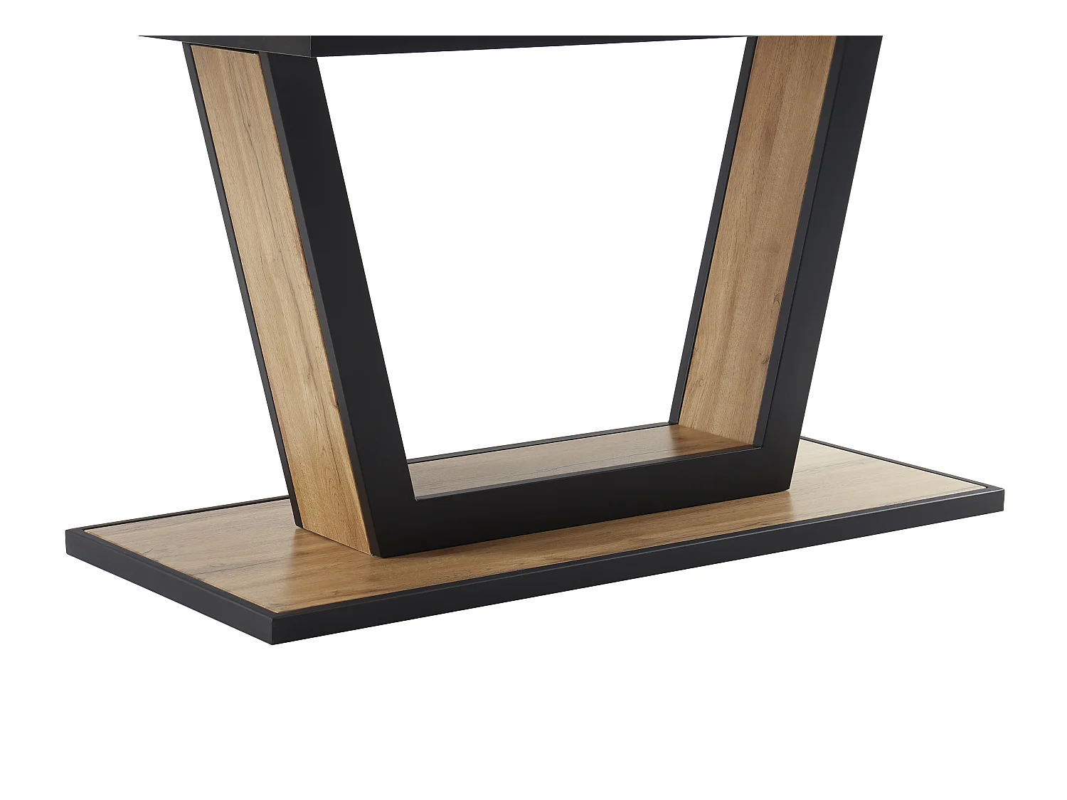 Tavolo da pranzo allungabile da 6 a 10 coperti in MDF e Metallo Naturale e Nero - VITENO