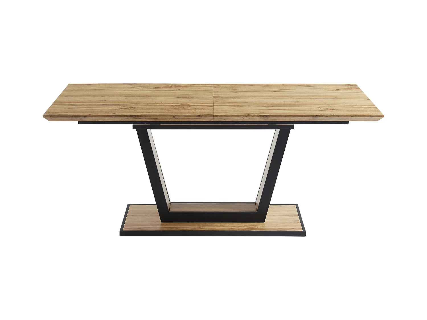 Uittrekbare eettafel 6-10 personen in mdf en metaal - Houtlook en zwart - VITENO