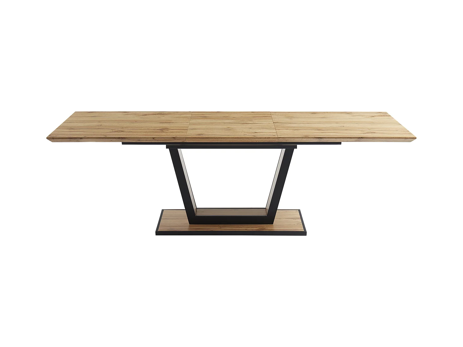 Uittrekbare eettafel 6-10 personen in mdf en metaal - Houtlook en zwart - VITENO