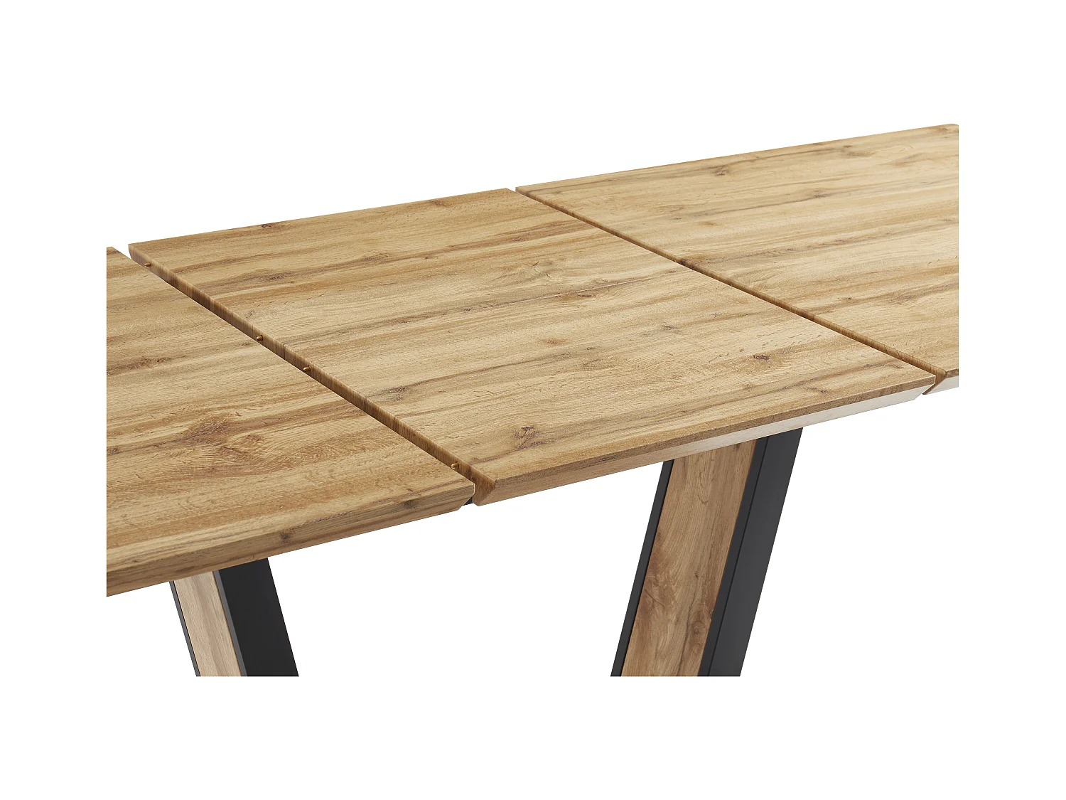 Uittrekbare eettafel 6-10 personen in mdf en metaal - Houtlook en zwart - VITENO