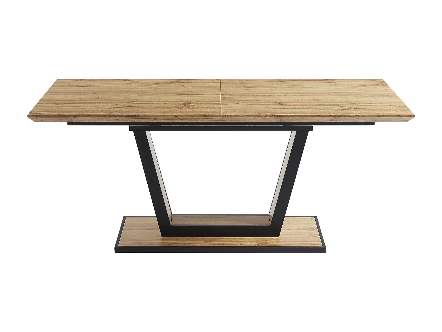 Table à manger extensible 6 à 10 personnes en MDF et métal - Naturel et noir - VITENO