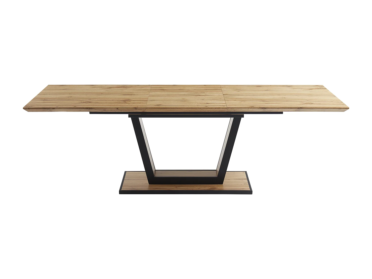 Table à manger extensible 6 à 10 personnes en MDF et métal - Naturel et noir - VITENO