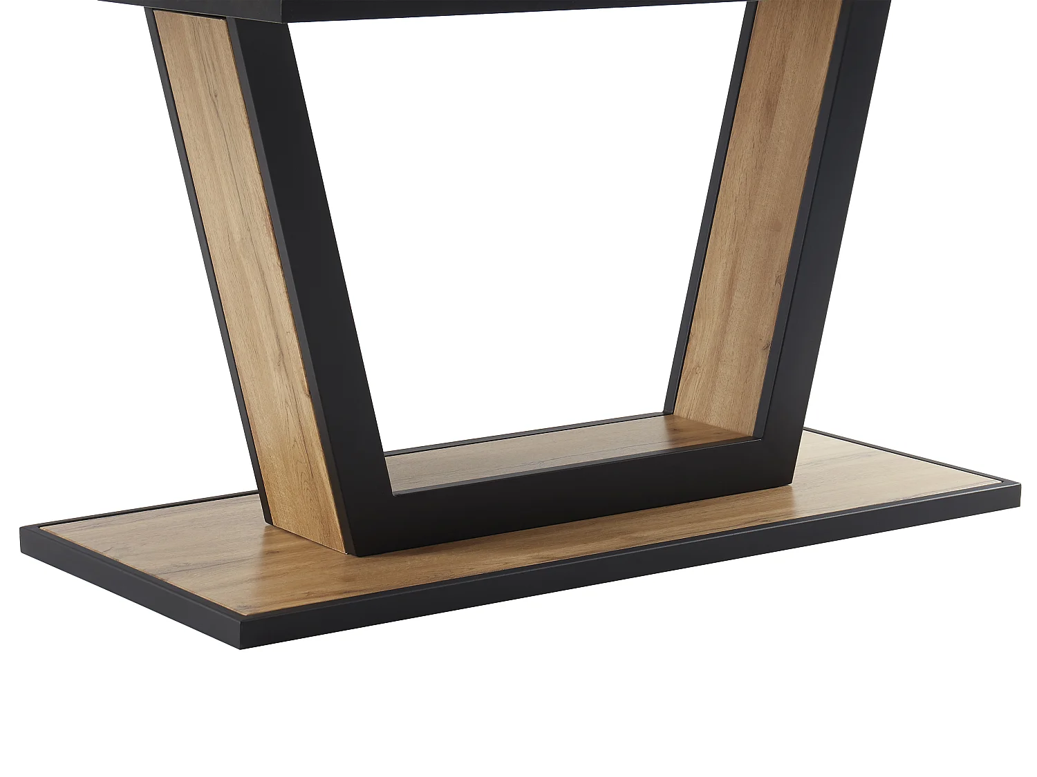 Table à manger extensible 6 à 10 personnes en MDF et métal - Naturel et noir - VITENO