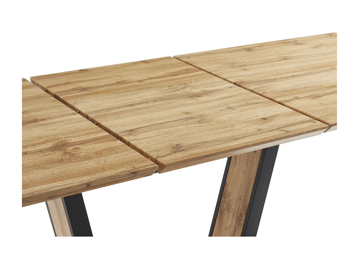 Table à manger extensible 6 à 10 personnes en MDF et métal - Naturel et noir - VITENO