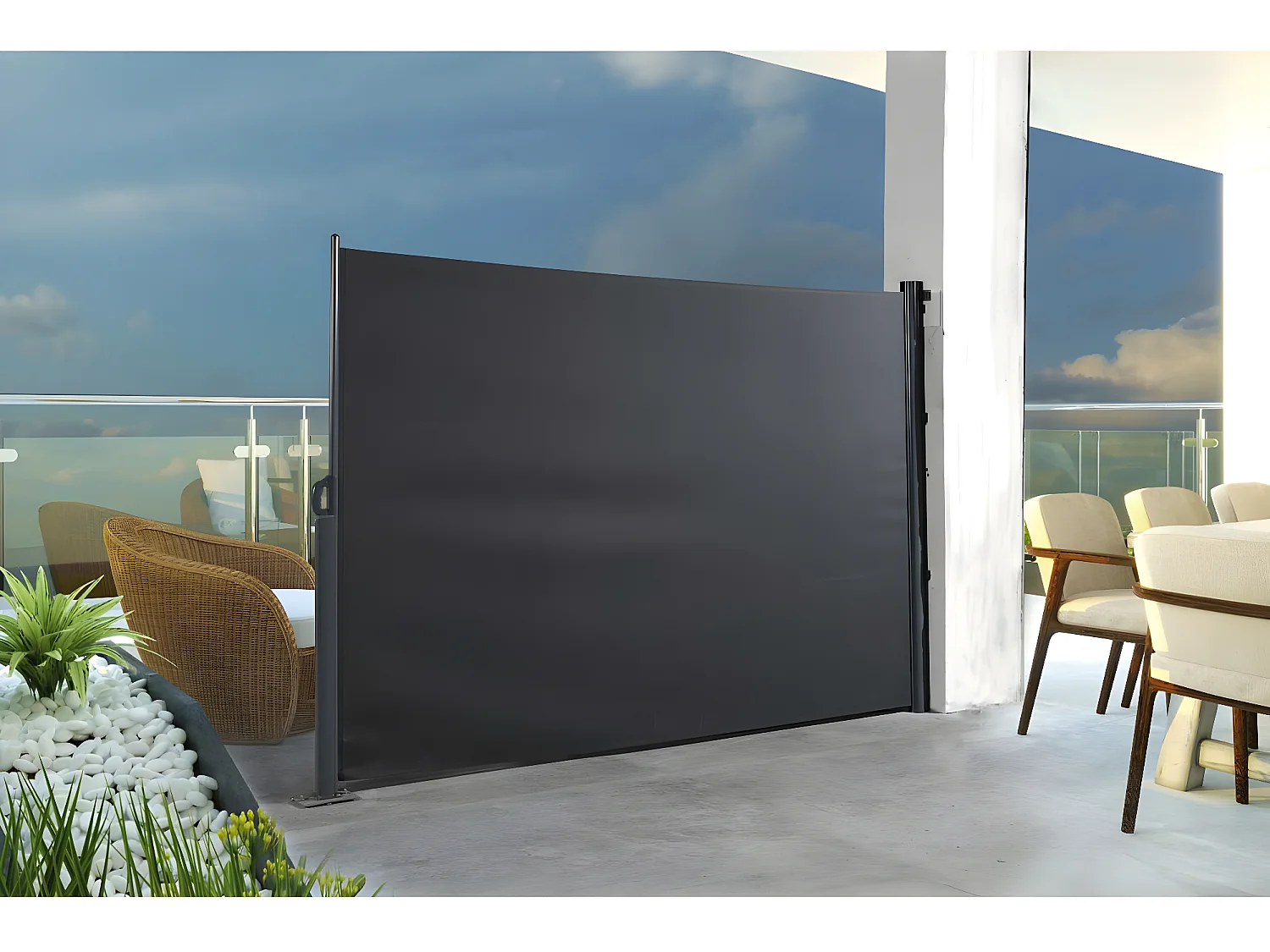 Toldo lateral en Aluminio y poliéster " Vento 2" -  Gris Oscuro