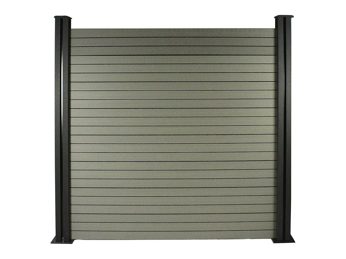 Kit Clôture 8 x 1.6m composite - Kit de fixation offert - Gris