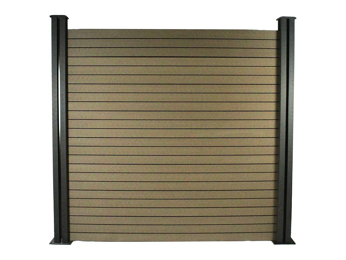 Kit Clôture 8 x 1.6m composite - Kit de fixation offert - Marron