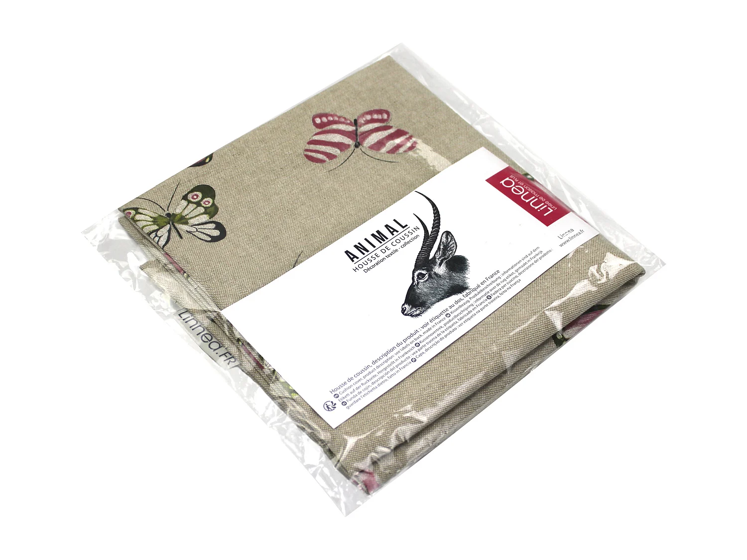 Housse de coussin 45x45 cm TERROSSA Papillons roses Polycoton