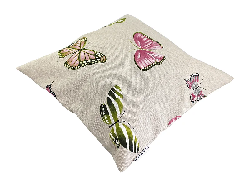 Housse de coussin 45x45 cm TERROSSA Papillons roses Polycoton