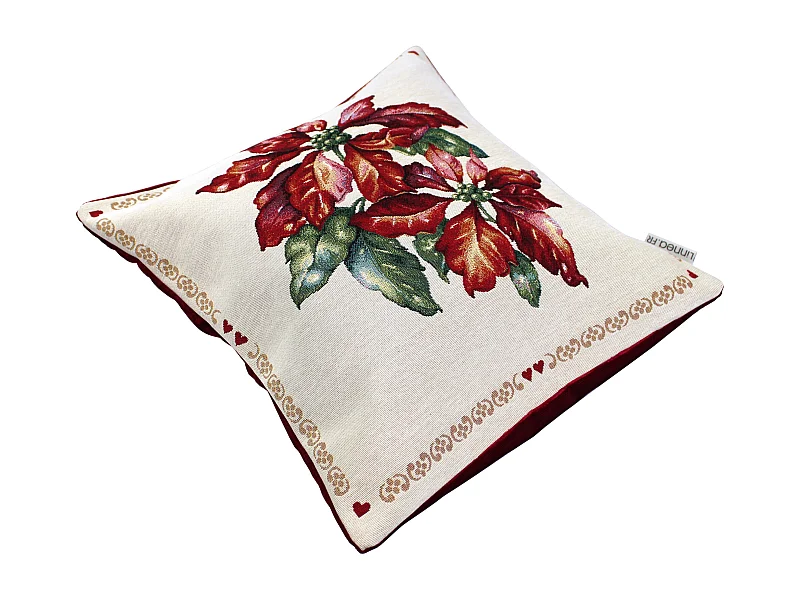 Housse de coussin 45x45 cm DARZO Poinsettia Etoile de Noël polycoton acrylique