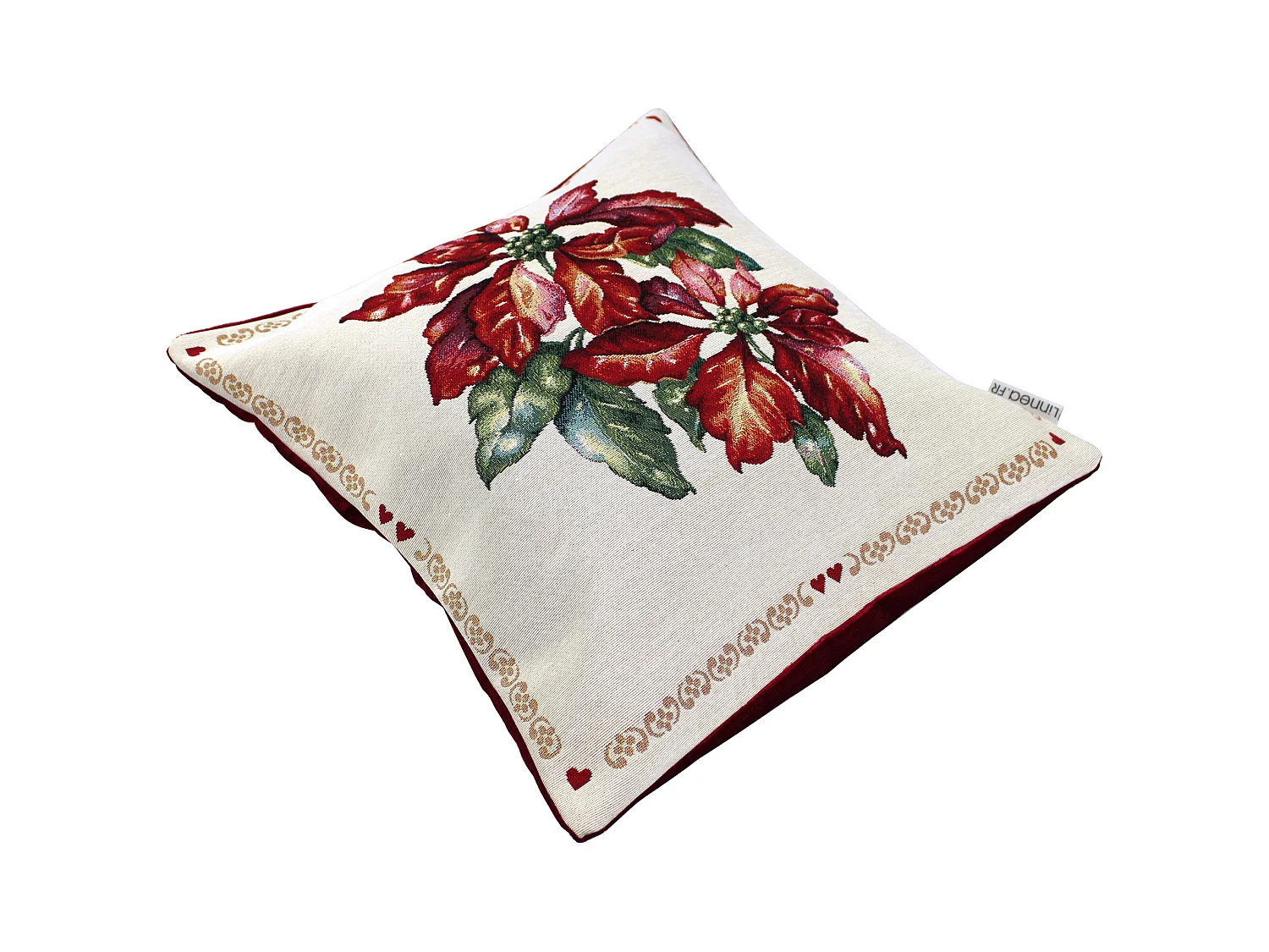 Housse de coussin 45x45 cm DARZO Poinsettia Etoile de Noël polycoton acrylique