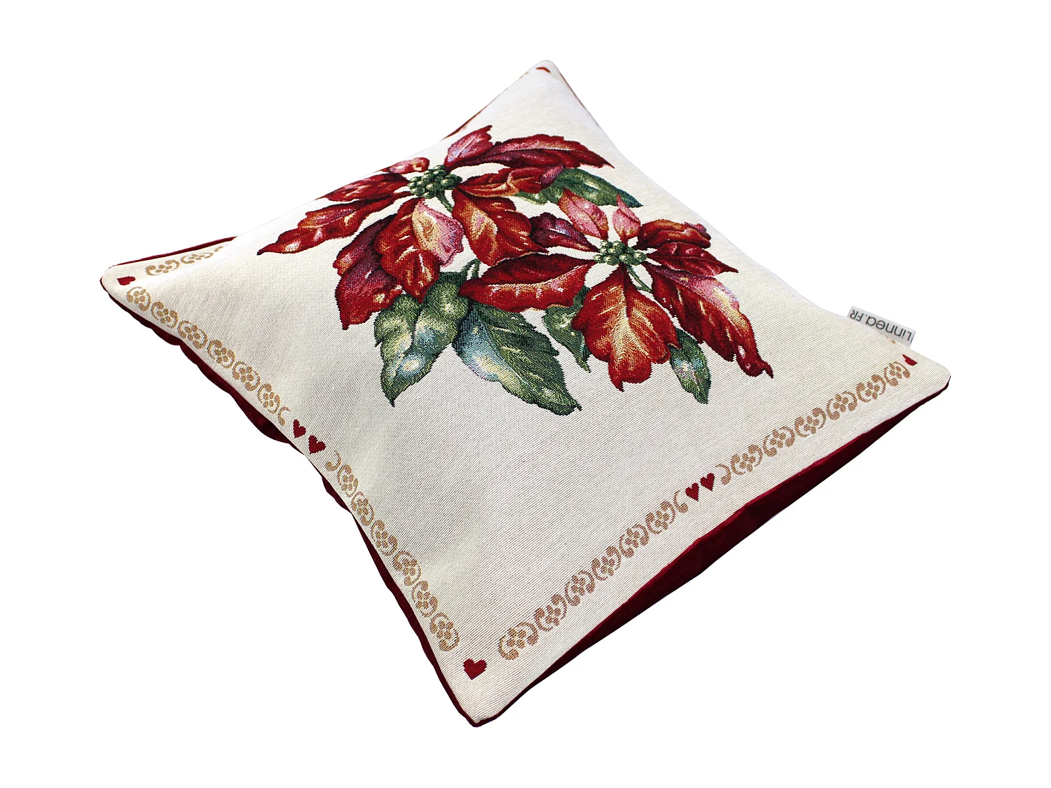 Housse de coussin 45x45 cm DARZO Poinsettia Etoile de Noël polycoton acrylique