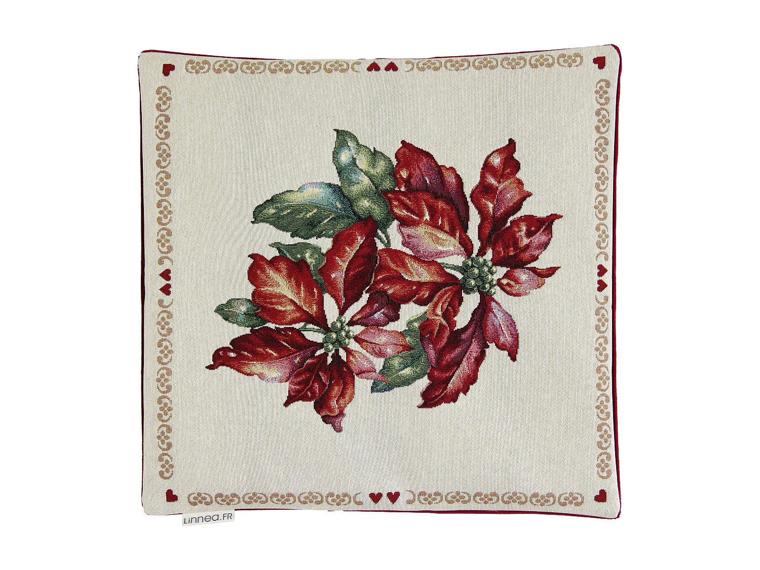 Housse de coussin 45x45 cm DARZO Poinsettia Etoile de Noël polycoton acrylique