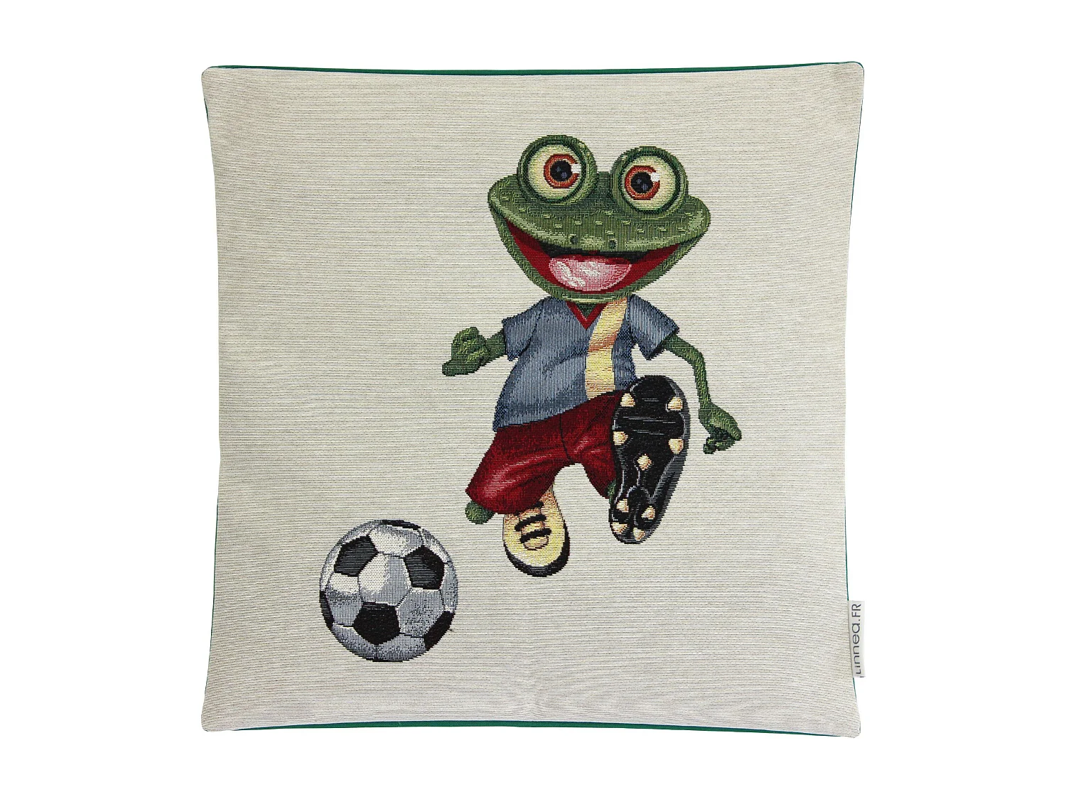 Housse de coussin 45x45 cm GRAZIE Grenouille footballeuse polycoton acrylique