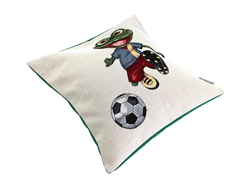 Housse de coussin 45x45 cm GRAZIE Grenouille footballeuse polycoton acrylique